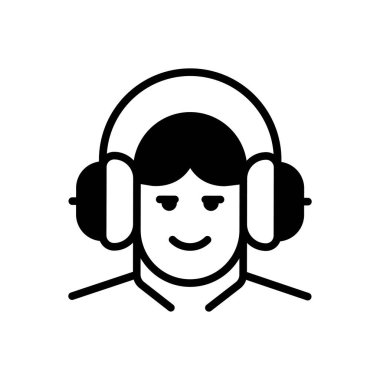 Dinlemek için siyah katı simge