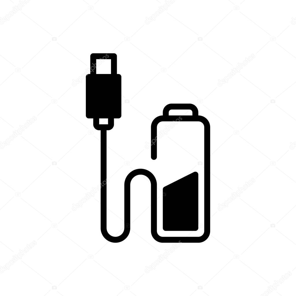 Black solid icon for usb charging