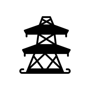 Güç şebekesi için siyah katı simge