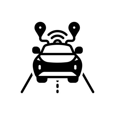 Bağlı araba için siyah katı simge