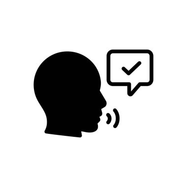 Sözlü onay için siyah katı simge