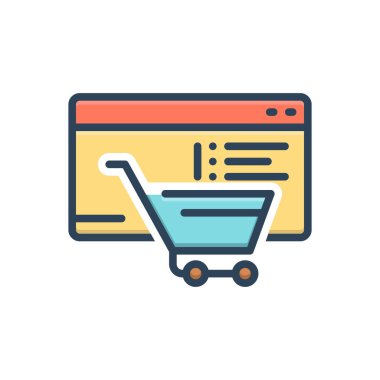 Dijital ticaret için renk illüstrasyon simgesi