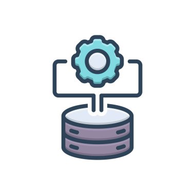 Veri tabanı için renk illüstrasyon simgesi