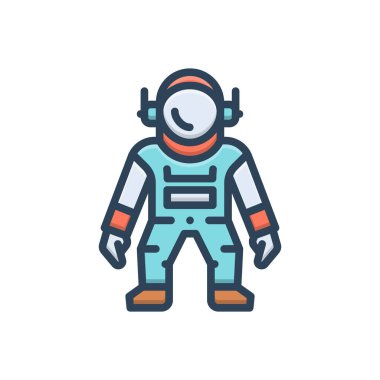 Astronot için renk illüstrasyon simgesi 
