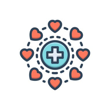 Sağlık hizmetleri için renk illüstrasyon simgesi