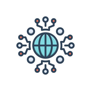 Ağ oluşturma için renk illüstrasyon simgesi 