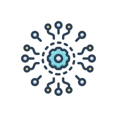 Dijital teknoloji için renk illüstrasyon simgesi