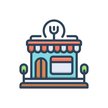 Restoran için renk illüstrasyon simgesi 