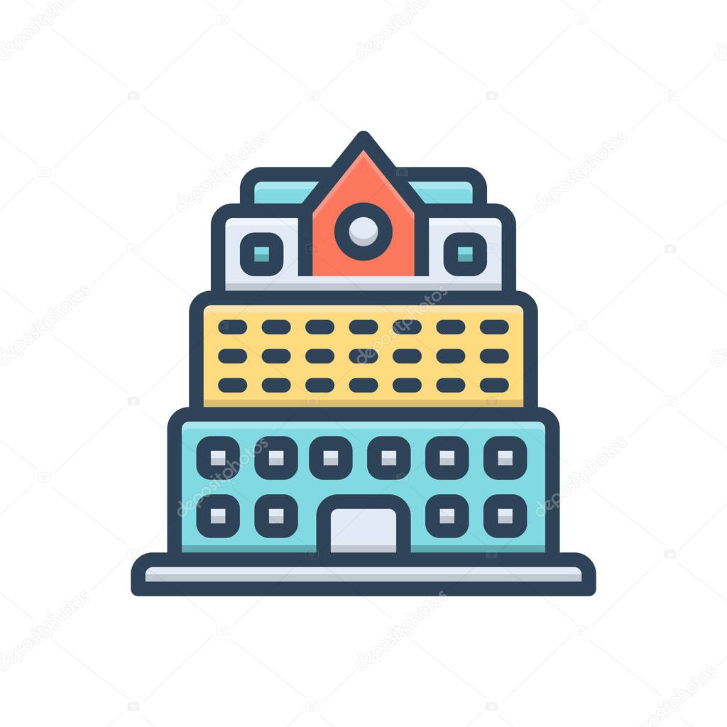 Color illustration icon for hotel