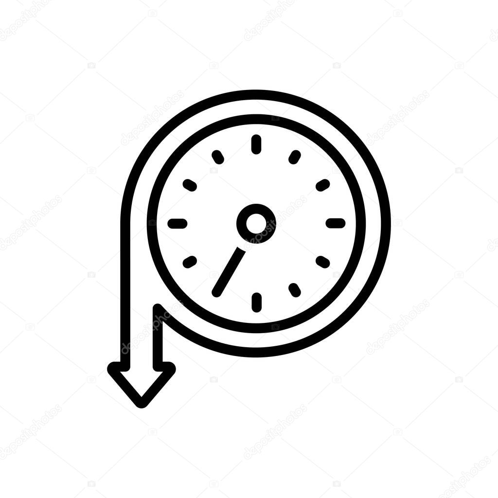 Black line icon for slow down