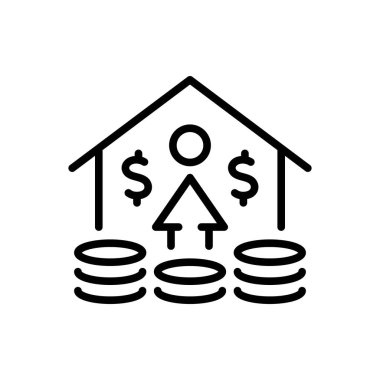 Yatırım için siyah çizgi simgesi 