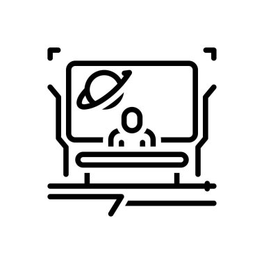 Canlı haberler için siyah çizgi simgesi