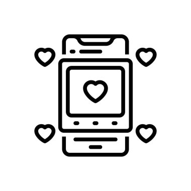 Sosyal ağ için siyah çizgi simgesi