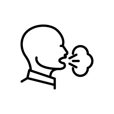 Öksürük için siyah çizgi simgesi