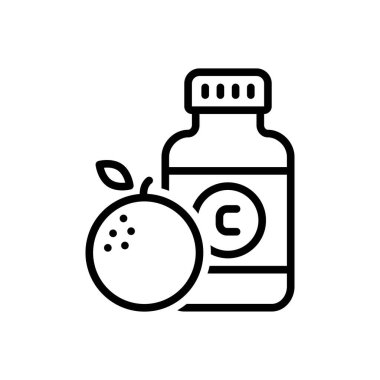 Vitaminler için siyah çizgi simgesi