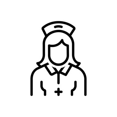 Hemşire siyah çizgi simgesini