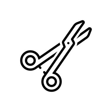 Cerrahi makas için siyah çizgi simgesi