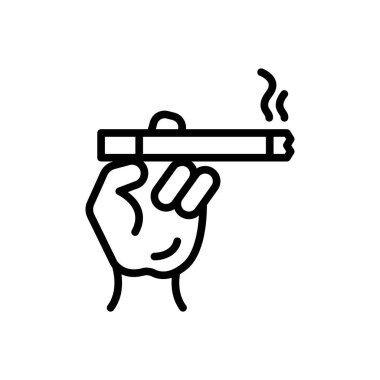 Sigara içmek için siyah çizgi simgesi