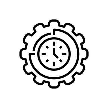 Zaman yönetimi için siyah çizgi simgesi