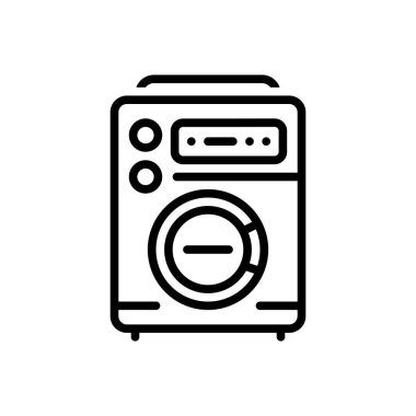 Çamaşır makinesi için siyah çizgi simgesi