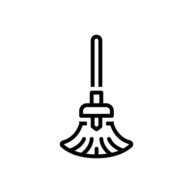 Süpürge için siyah çizgi simgesi