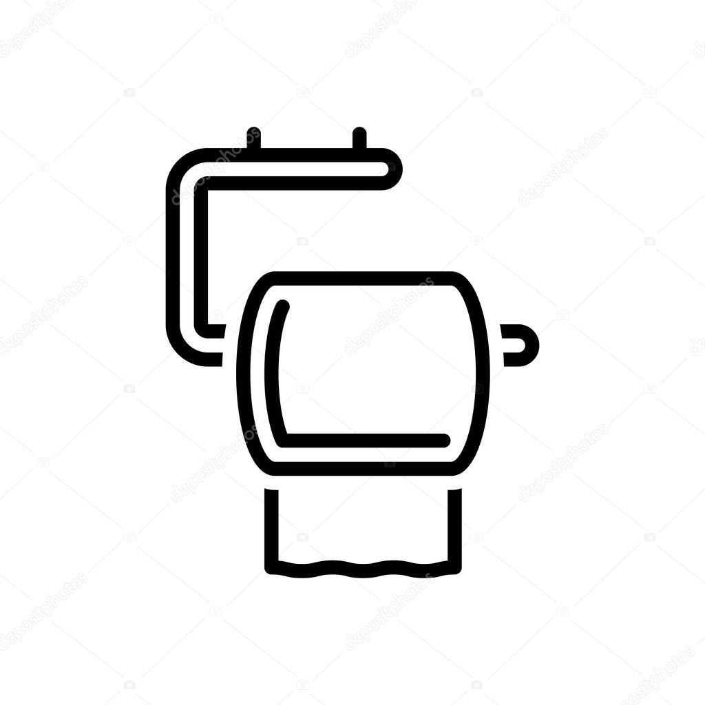 Black line icon for toilet paper