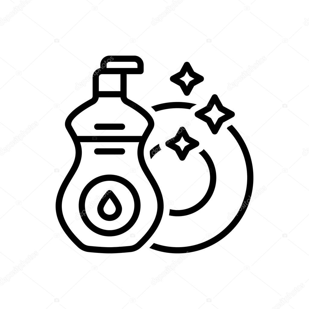 Black line icon for dishwashing liquid
