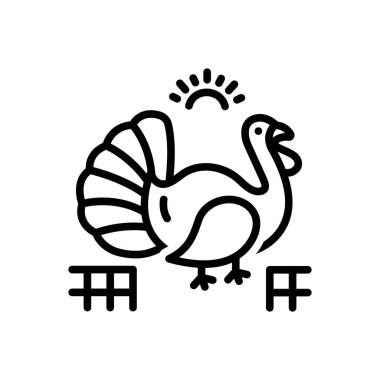Hindi çiftliği için siyah çizgi simgesi