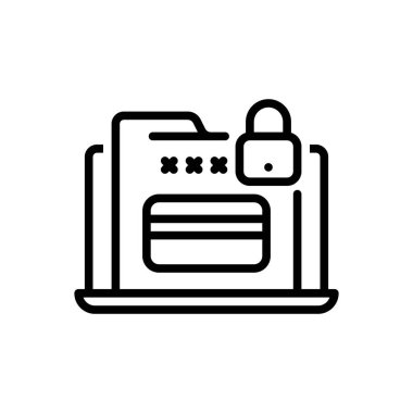 Güvenli ödeme için siyah çizgi simgesi