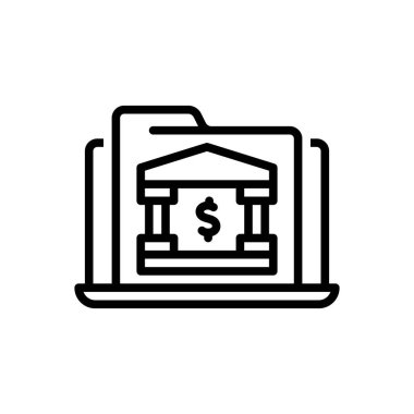 Web bankacılığı için siyah çizgi simgesi