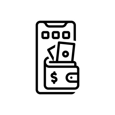 Cüzdan uygulaması için siyah satır simgesi