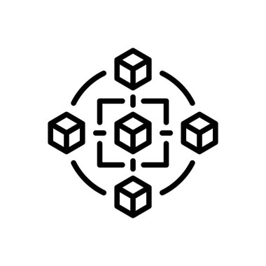 Blockchain siyah çizgi simgesini