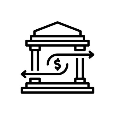 Para transferi için siyah çizgi simgesi