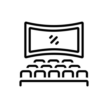 Sinema koltukları için siyah çizgi simgesi