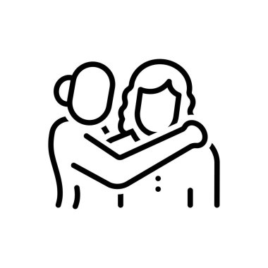 Sarılmak için siyah çizgi simgesi