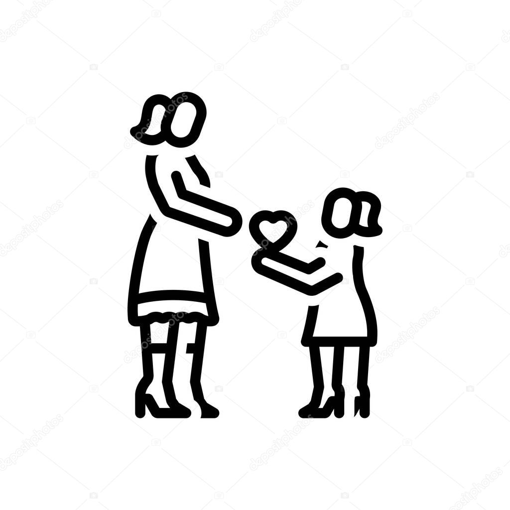 Black line icon for loving