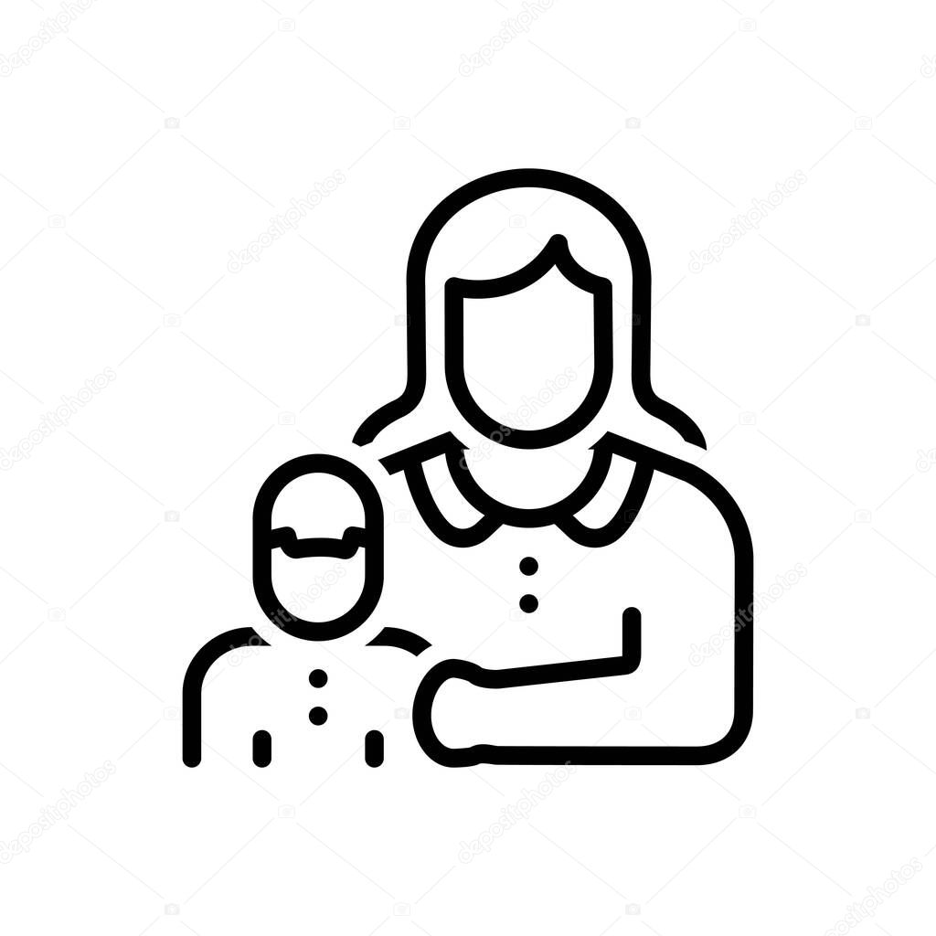 Black line icon for mother