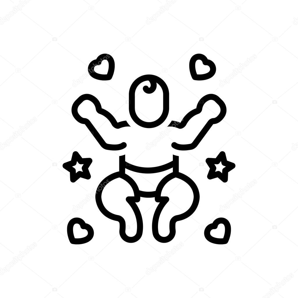 Black line icon for baby