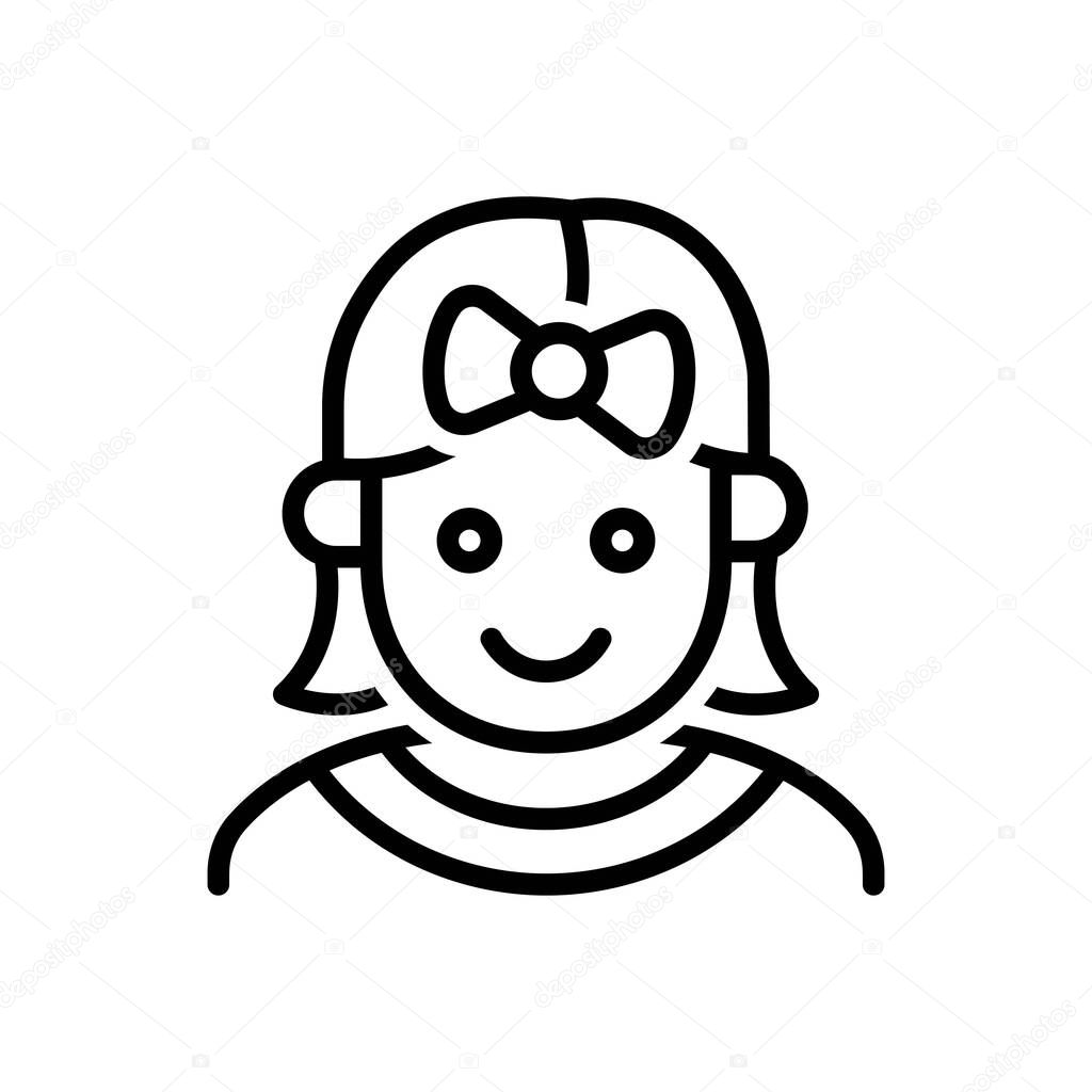 Black line icon for girl