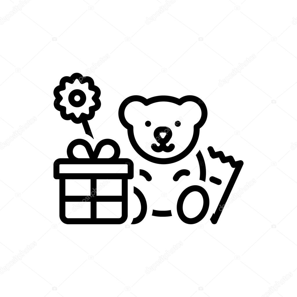 Black line icon for gift