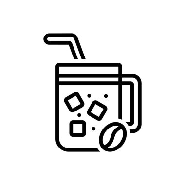 Soğuk kahve için siyah çizgi simgesi