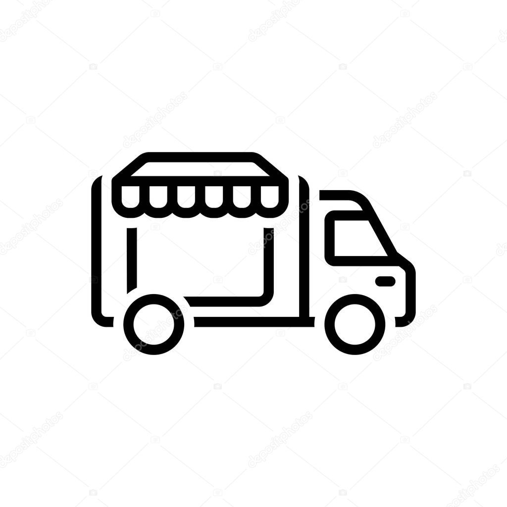 Black line icon for food truck