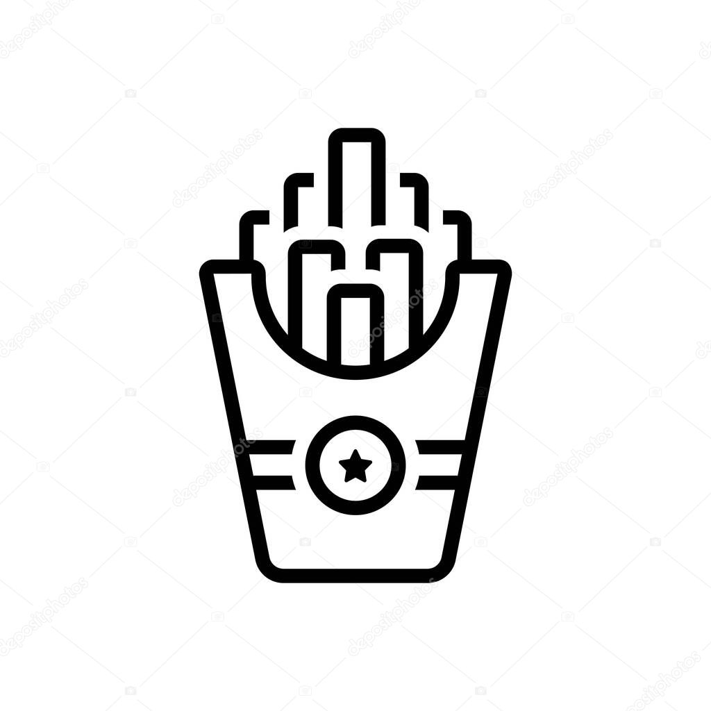 Black line icon for french fries