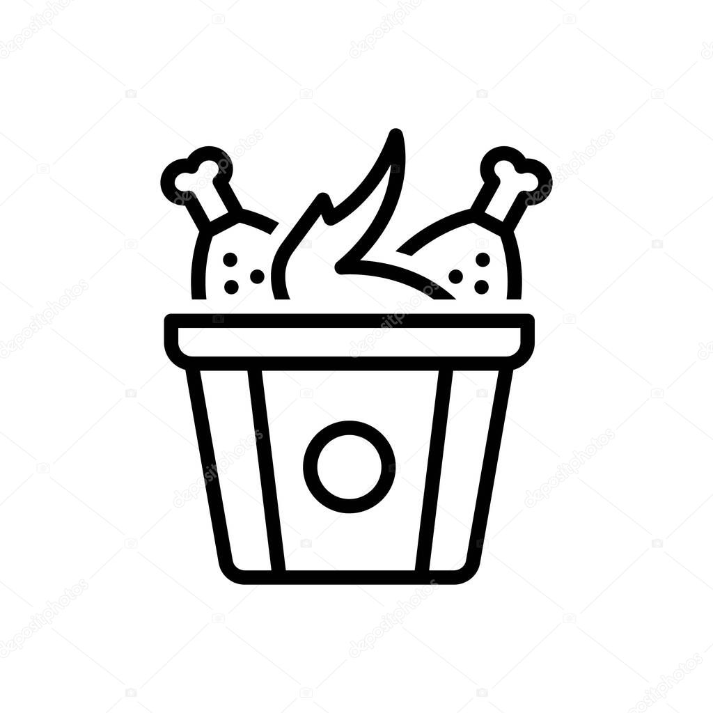 Black line icon for fried chicken