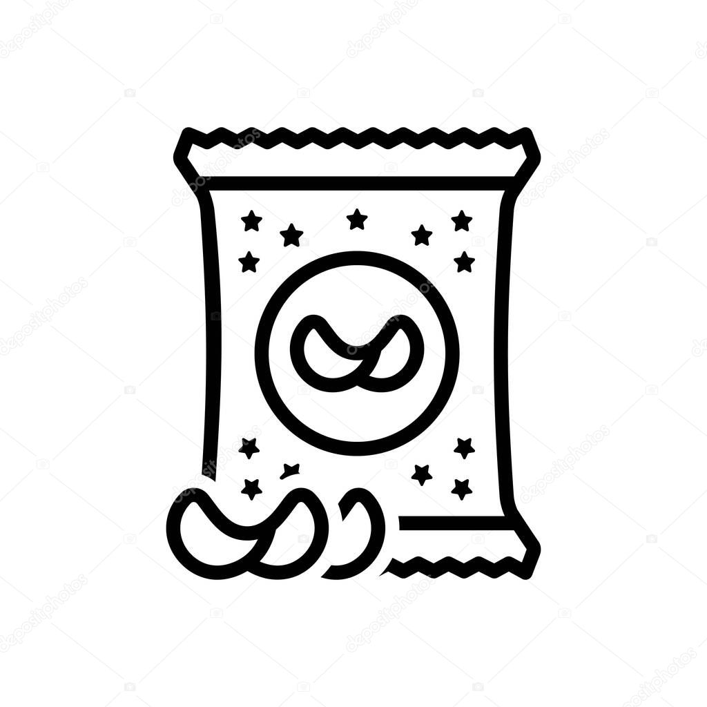 Black line icon for chips