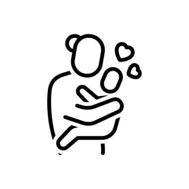 Anneden çocuğa siyah çizgi simgesi