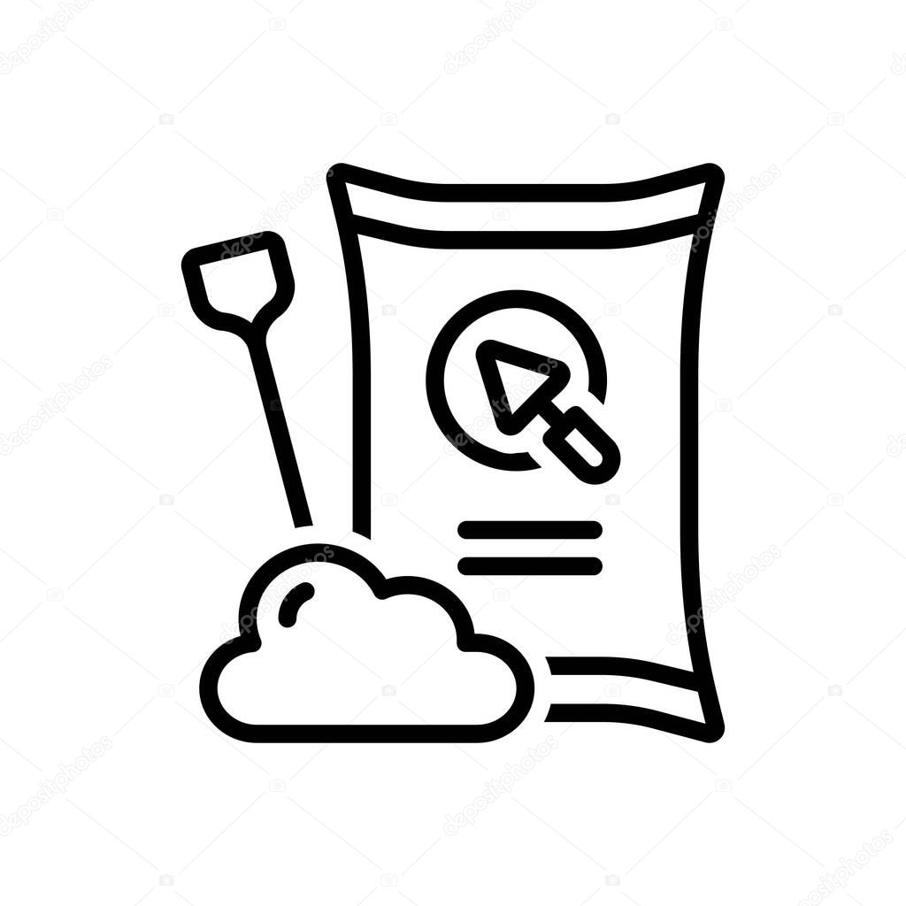 Black line icon for cement