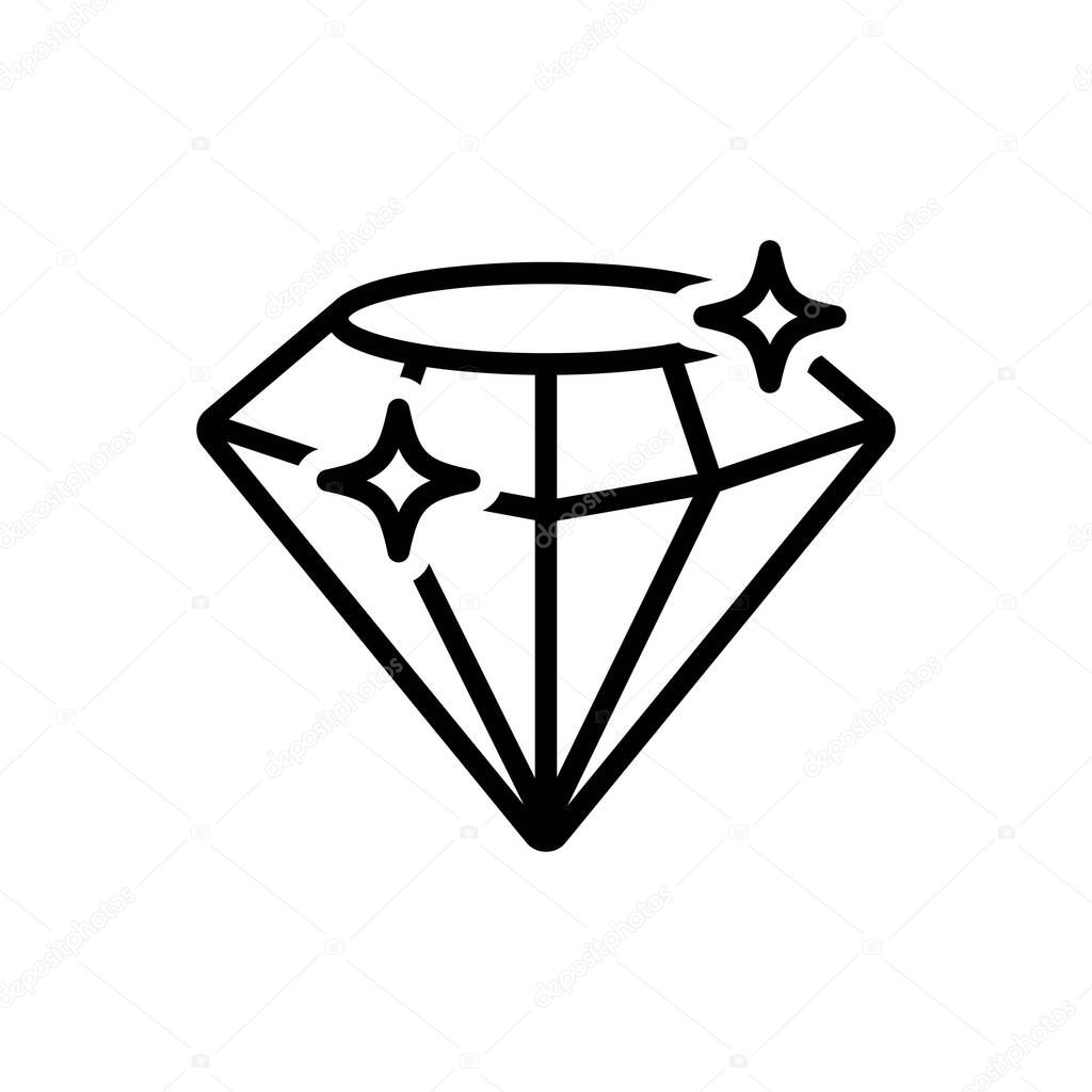 Black line icon for diamond