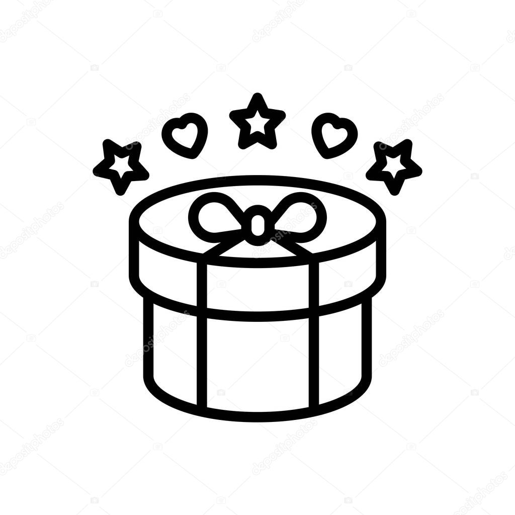Black line icon for present