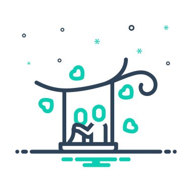 Çiftler için aşk ağacıyla simgeyi karıştır